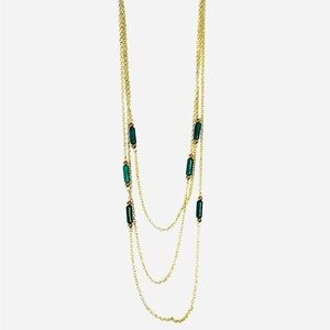 2/$15 - Multi Chain Drop Necklace - Green